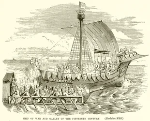 Kriegsschiff und Galeere des fünfzehnten Jahrhunderts