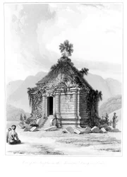 Schrein auf dem Berg Dieng oder Prahu in Zentral-Java, aus History of Java, Band 2, veröffentlicht 1817