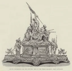 Silbernes Mittelstück für das Offizierskasino des Welsh Regiment, erstes Bataillon