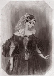 Silvia (Die zwei Herren aus Verona) in - „Galerie der Frauen von Shakespeare, Sammlung von fünfundvierzig ernsthaften Porträts der frühen Londoner Künstler, bereichert mit kritischen und literarischen Hinweisen“ um 1838 - aus „Galerie der Frauen von Shakes