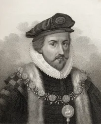 Sir Christopher Hatton, graviert von Bocquet, Illustration aus 