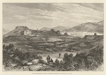 Stätte des Tempels der Diana in Ephesus, erforscht von dem verstorbenen Mr. J. T. Wood (Stich)