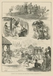 Skizzen beim Lawn-Tennis-Meisterschaftsspiel