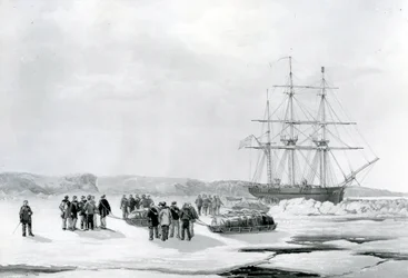 Schlittenparty verlässt HMS Investigator in Mercy Bay, unter dem Kommando von Leutnant Gurney Creswell