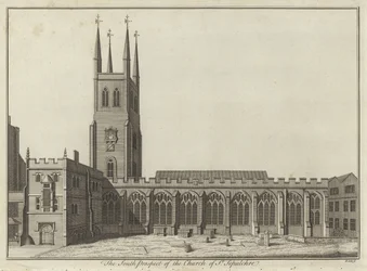 Südansicht der Kirche St Sepulchre, London