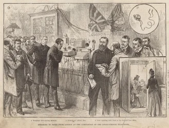Gespräch mit Paris von London aus bei der Fertigstellung des anglo-französischen Telefons