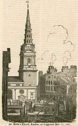St Brides Kirche, Fleet Street, London, wie sie am 11. Januar 1825 erschien