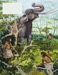 Steinzeitmensch und Elefant