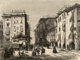 Straße in Barcelona, Illustration aus 