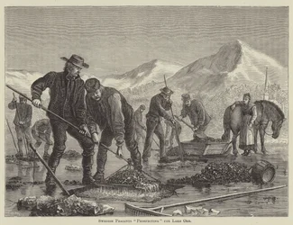 Schwedische Bauern "erkunden" nach Seenerz (Gravur)