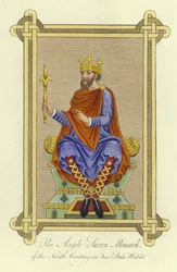 Der angelsächsische Monarch des 9. Jahrhunderts in seiner Staatskleidung