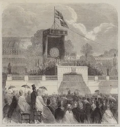 Die Preisverleihung bei der Internationalen Ausstellung, Teil der Staatszeremonie auf der oberen Terrasse der Gärten der Horticultural Society