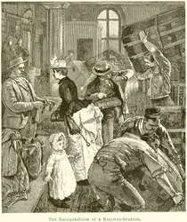 Der Gepäckraum an einem Bahnhof