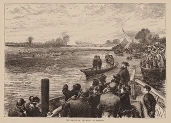 Die Schlacht der Boote in Chiswick (Gravur)