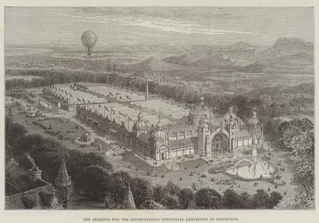 Das Gebäude für die Internationale Industrieausstellung in Edinburgh (Stich)
