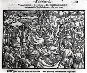 Die Verbrennung von Thomas Haukes, 10. Juni 1555, aus 