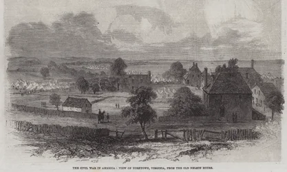 Der Bürgerkrieg in Amerika, Ansicht von Yorktown, Virginia, vom alten Nelson-Haus (Stich)