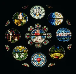 Das Schöpfungsfenster, entworfen von Philip Webb, William Morris und Edward Burne-Jones, 1861