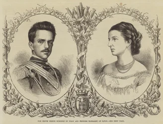 Kronprinz Humbert von Italien und Prinzessin Margarete von Savoyen (Gravur)