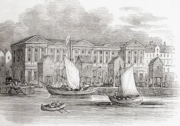 Das Zollhaus, London, England, wie es vor dem Großen Brand aussah, aus Old England: A Pictorial Museum, veröffentlicht 1847
