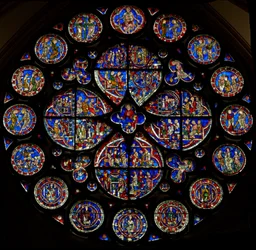 Das Auge des Dekans, Jüngstes Gericht und andere eingefügte Tafeln (Rosenfenster - innen)