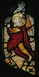 Das Ostfenster (Ew) mit dem Engel Gabriel bei der Verkündigung
