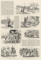 Die Oster-Freiwilligenmanöver, Skizzen mit einer Marschkolonne