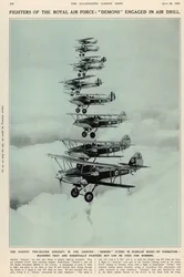 Das schnellste Zweisitzer-Flugzeug des Landes: Dämonen fliegen in gestaffelter Formation, aus The Illustrated London News Royal Naval and Military Number, 20. Juli 1935