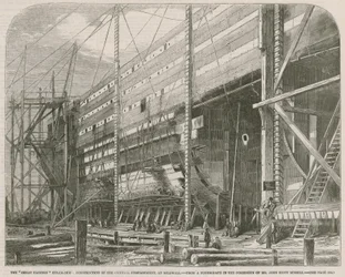 Das Dampfschiff Great Eastern; Bau des zentralen Abteils in Millwall