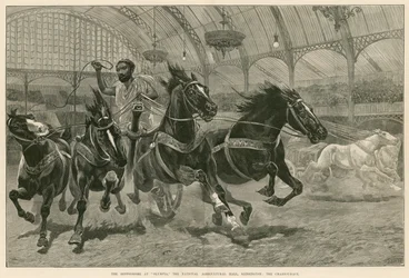 Das Hippodrom in Olympia, die National Agricultural Hall, Kensington, London: Das Wagenrennen