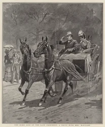 Das häusliche Leben des verstorbenen Präsidenten, eine Fahrt mit Mrs. McKinley (Lithografie)