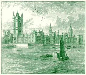 Das Parlament und die Westminster Abbey, Illustration aus Die Welt wie sie ist von George Chisolm, veröffentlicht 1885 (digital verbessert)