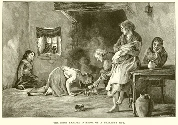 Die irische Familie: Innenansicht einer Bauernhütte