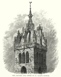 Die Laterne und der Turm der St Giles