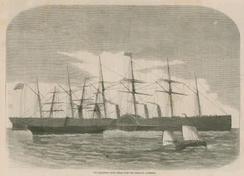 Der Leviathan unter Dampf mit der Himalaya daneben