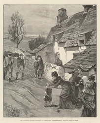 Die Explosion im Llanerch-Kohlenbergwerk in Abersychan, Monmouthshire, Heimbringen der Toten (Gravur)