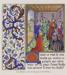 Der Mord am Erzbischof von Canterbury (farbige Gravur)