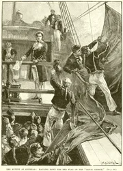 Die Meuterei in Spithead: Niederholen der roten Flagge auf der Royal George