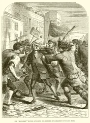 Die No-Popery-Randalierer greifen die Parlamentsmitglieder im Palace Yard an