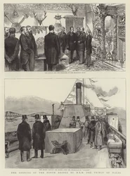 Die Eröffnung der Forth Bridge durch HRH den Prinzen von Wales (Gravur)