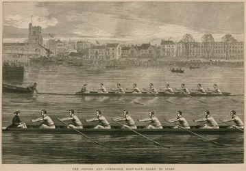 Das Oxford und Cambridge Bootsrennen - bereit zum Start