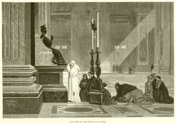 Der Papst zu Füßen von St. Peter