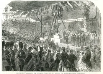 Der Prinz von Wales legt den Grundstein für das neue Büro der Britischen und Ausländischen Bibelgesellschaft