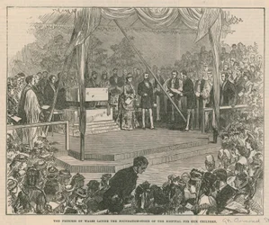 Die Prinzessin von Wales legt den Grundstein des Hospital für kranke Kinder