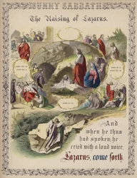 Die Auferweckung des Lazarus (farbige Gravur)