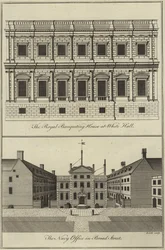 Das königliche Banketthaus in Whitehall und das Marineamt in Broad Street, London