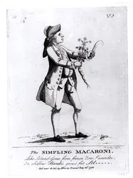 Der Simpling Macaroni, veröffentlicht von N. Darly, 13. Juli 1772 (Gravur)