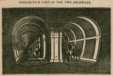 Der Thames-Tunnel: Perspektivische Ansicht der beiden Bögen
