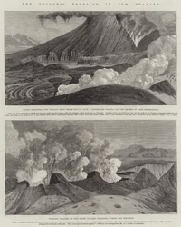 Der Vulkanausbruch in Neuseeland (Gravur)