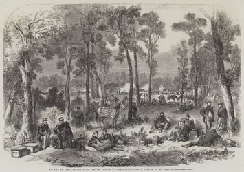 Der Krieg in Italien, Biwak der französischen Truppen bei Cameriano (Gravur)